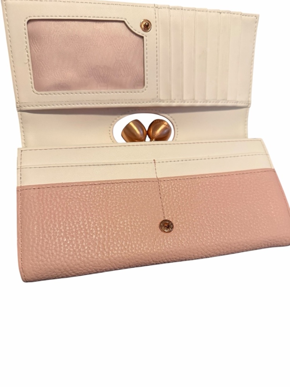 Ted Baker London Pink and Cream Trifold Wallet with ID Window